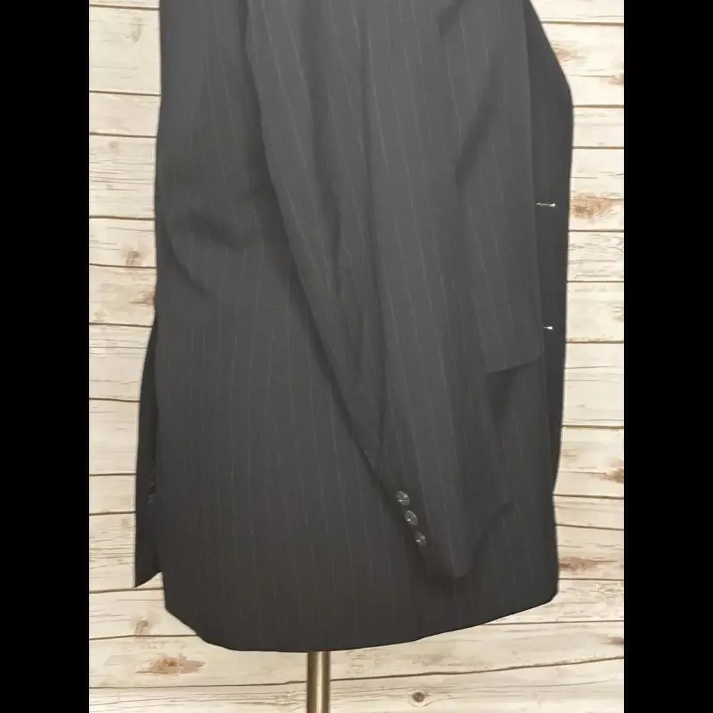 Vintage Brooks Brothers navy blue pinstriped single-breasted blazer Size 44L
